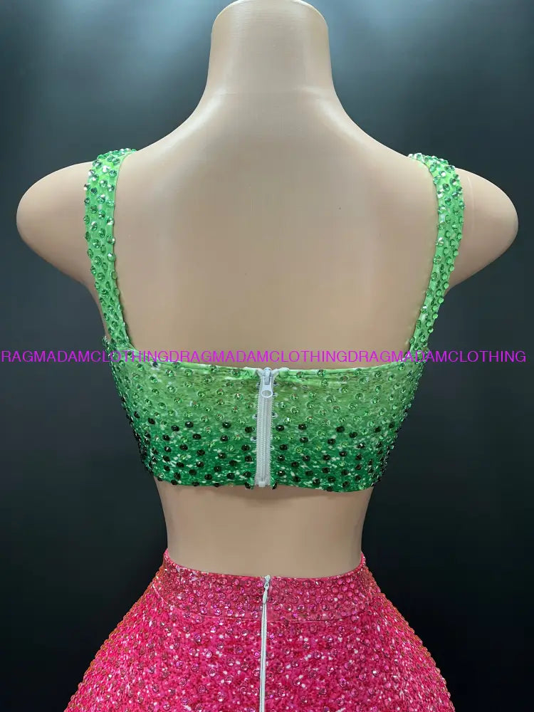 Enchanted (Green & Pink) Skirt Set