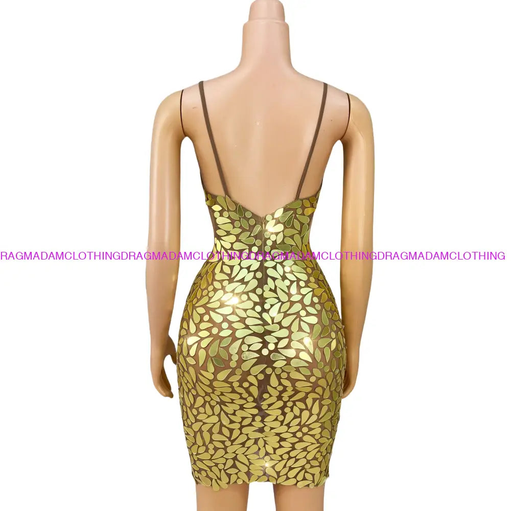 Gold Petals Mini Dress