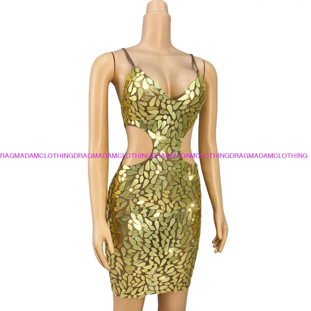 Gold Petals Mini Dress