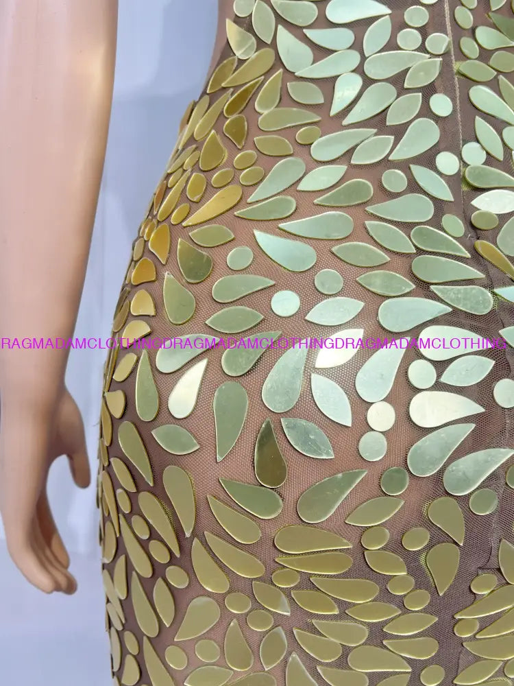 Gold Petals Mini Dress