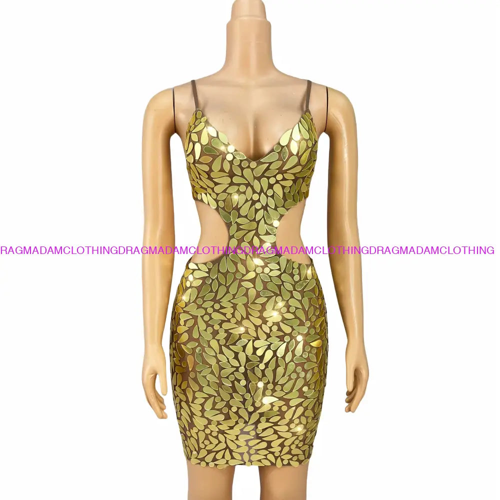 Gold Petals One Size(S-L) Mini Dress