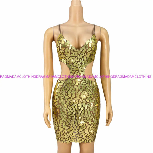 Gold Petals One Size(S-L) Mini Dress