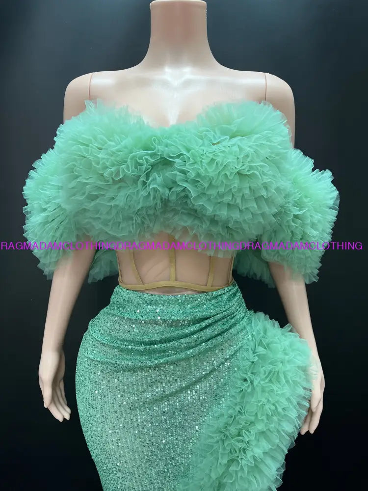 Mandy Glam(Green) Skirt Set