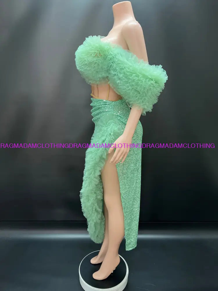 Mandy Glam(Green) Skirt Set