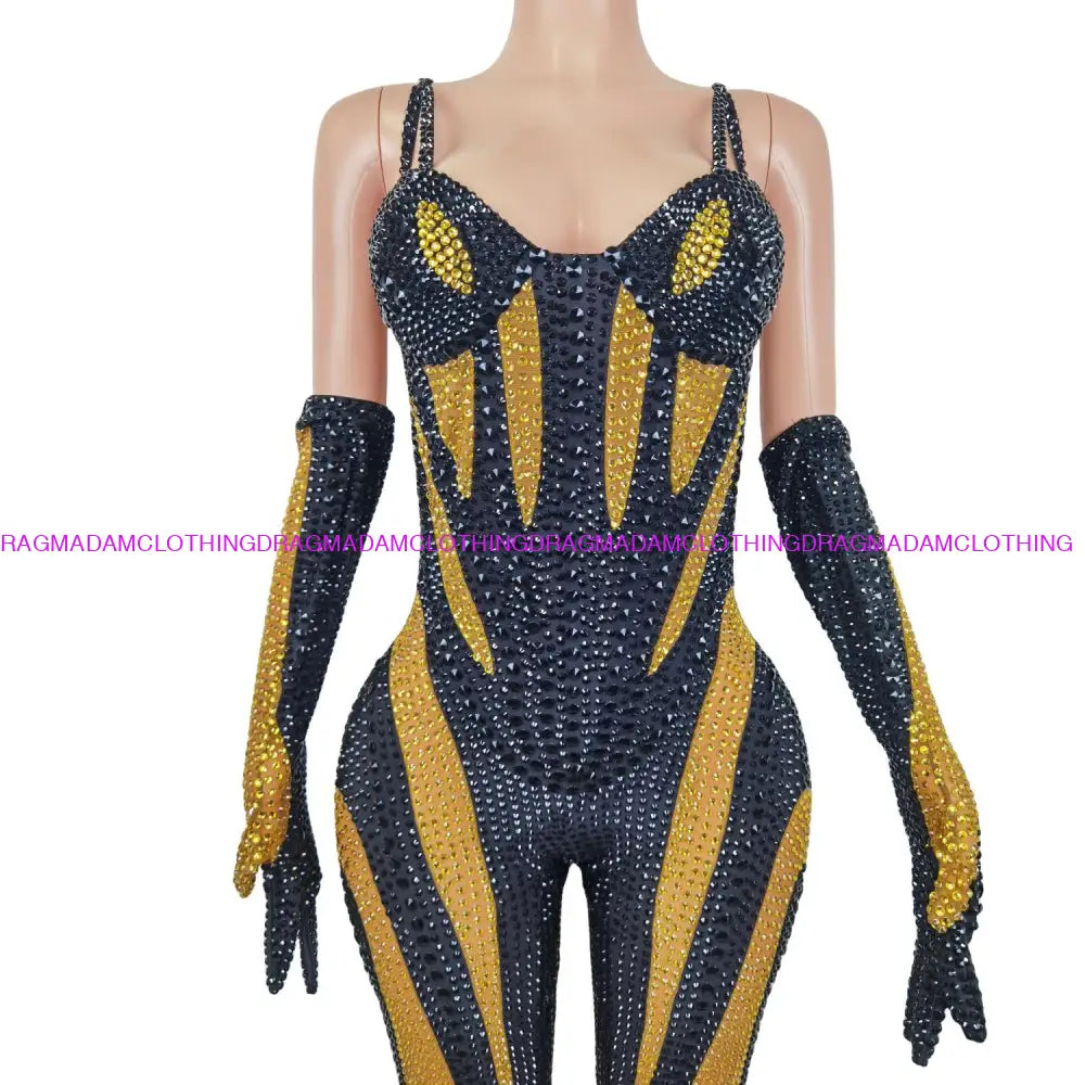 Super Women (Black & Gold) Jumpsuits/Bodysuits