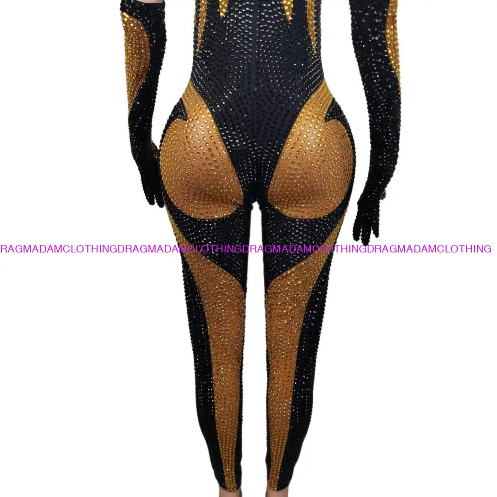 Super Women (Black & Gold) Jumpsuits/Bodysuits