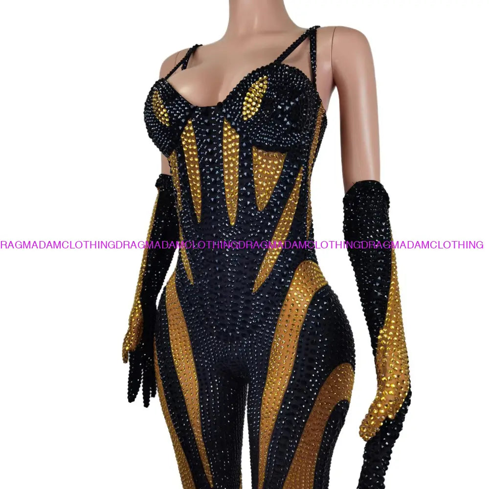 Super Women (Black & Gold) Jumpsuits/Bodysuits