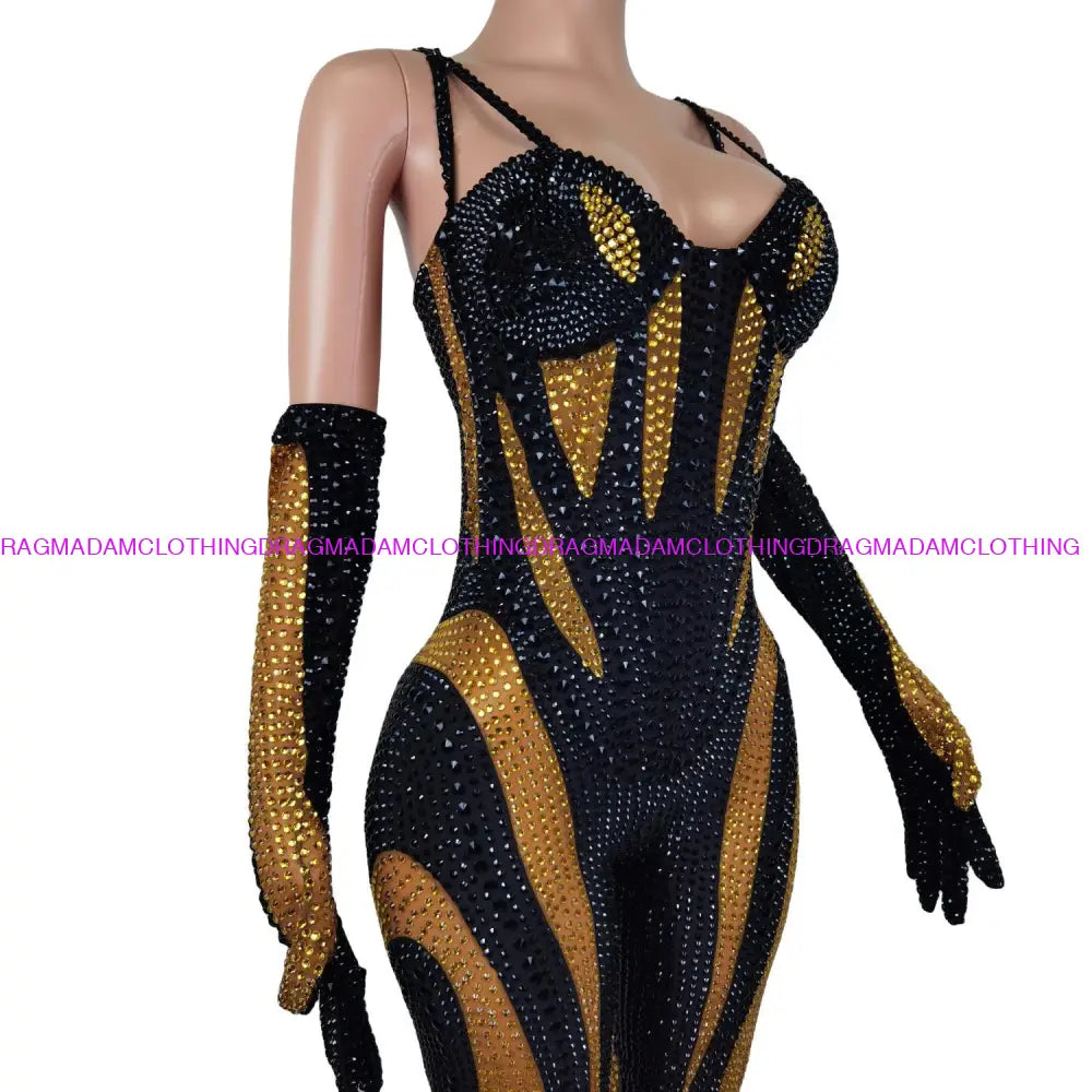 Super Women (Black & Gold) Jumpsuits/Bodysuits