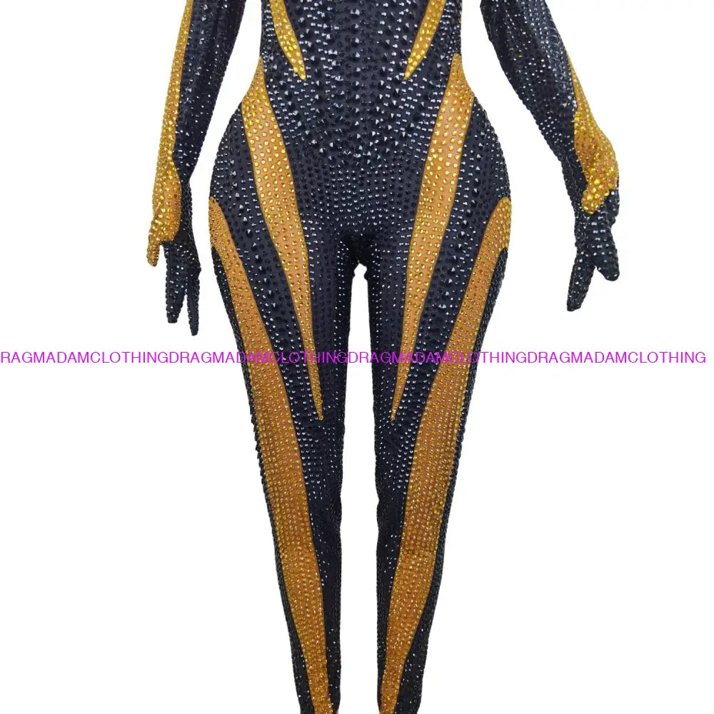 Super Women (Black & Gold) Jumpsuits/Bodysuits