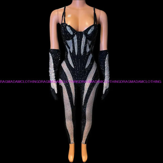 Super Women (Black & Silver) Small Jumpsuits/Bodysuits