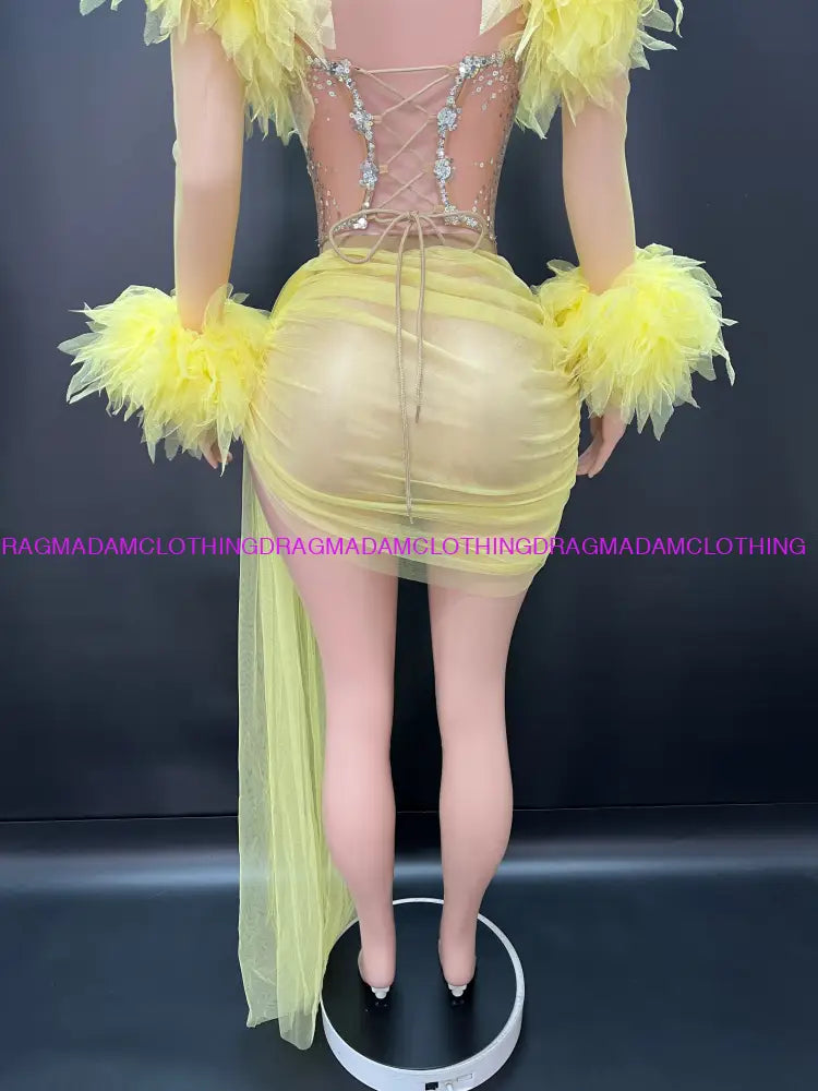 Tulle Corset Mini Dress (Yellow)