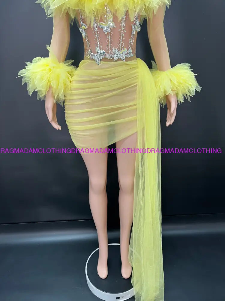 Tulle Corset Mini Dress (Yellow)