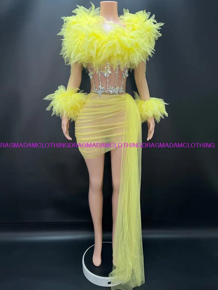 Tulle Corset Mini Dress (Yellow) S