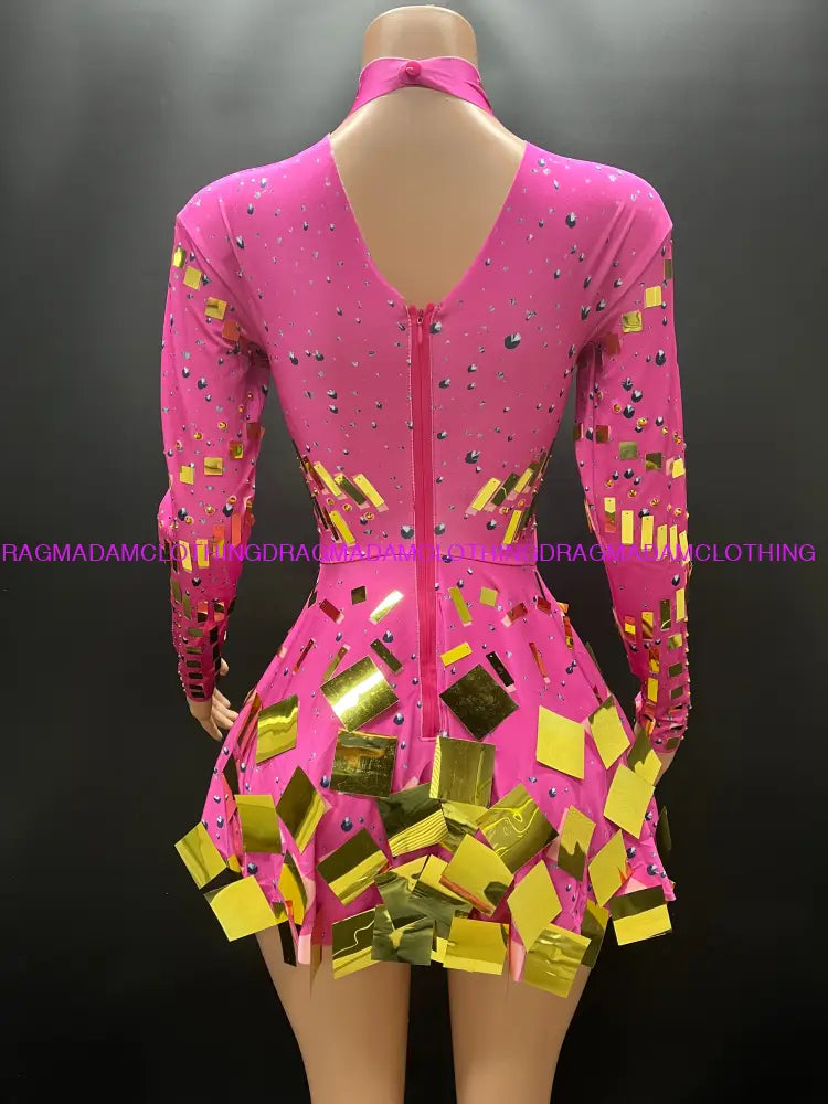 Zena Dresses(Pink & Gold) Mini Dress