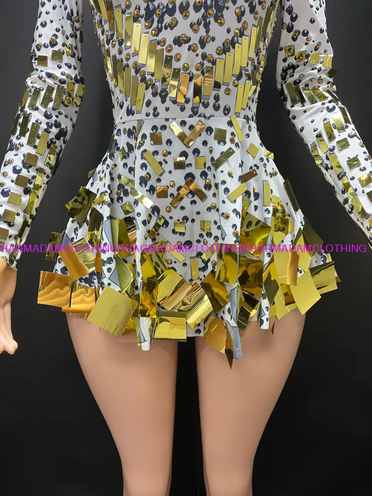 Zena Dresses(White & Gold) Mini Dress